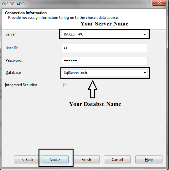 Provide Database Connection Information